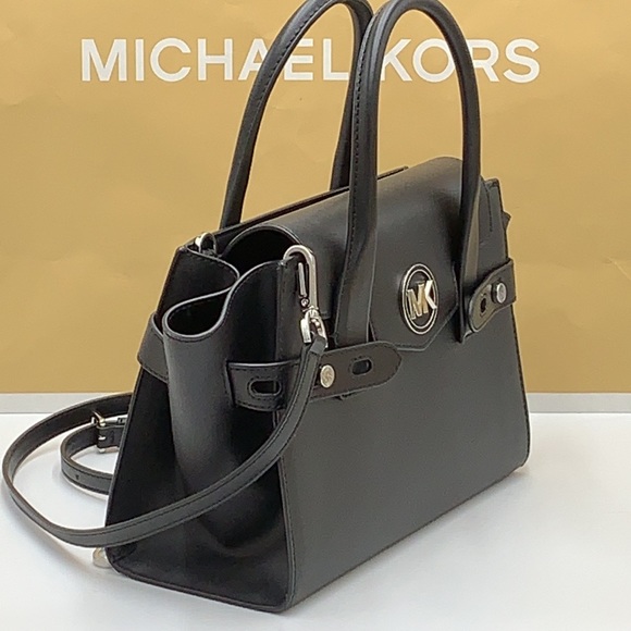 MICHAEL KORS Carmen Medium Flap Saffiano Leather Belted Satchel Black color - Picture 9 of 16